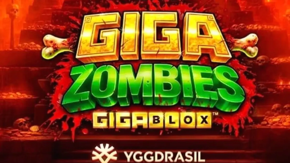 Cenário sombrio e apocalíptico do slot Giga Zombies com elementos maias e zumbis.