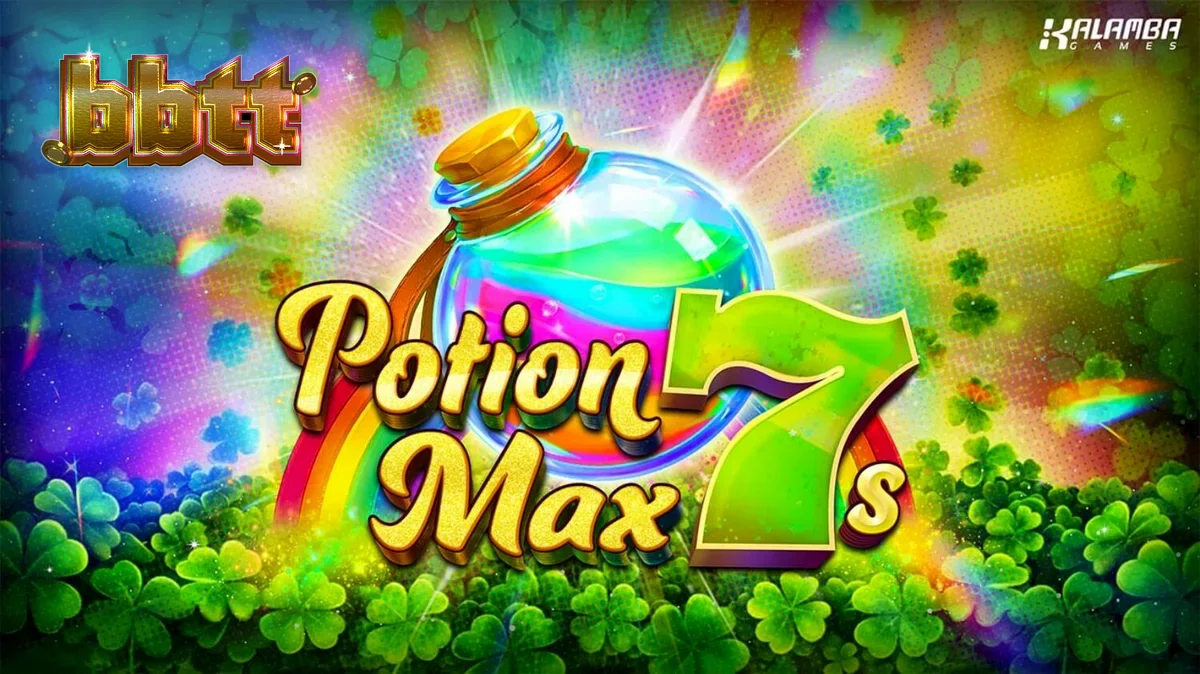 Interface do jogo Potion Max 7s com elementos temáticos irlandeses e símbolos clássicos de slot.